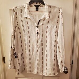 Ali Miles sz 1X popover tunic Linen/Rayon Lagenlook Art to Wear Beach Resort